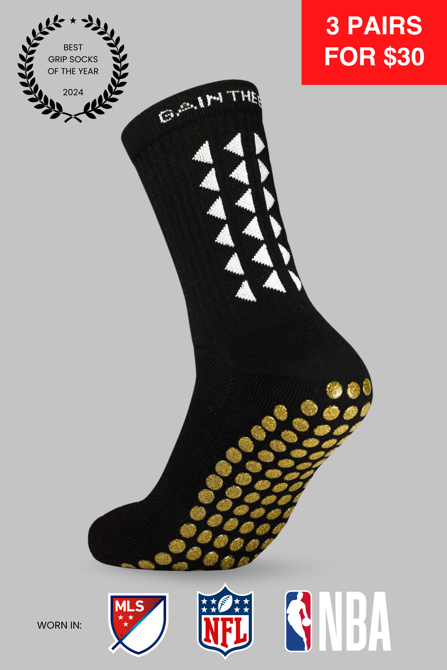 LIMITED EDITION GRIP SOCKS 3.0 - Black & Gold Grip
