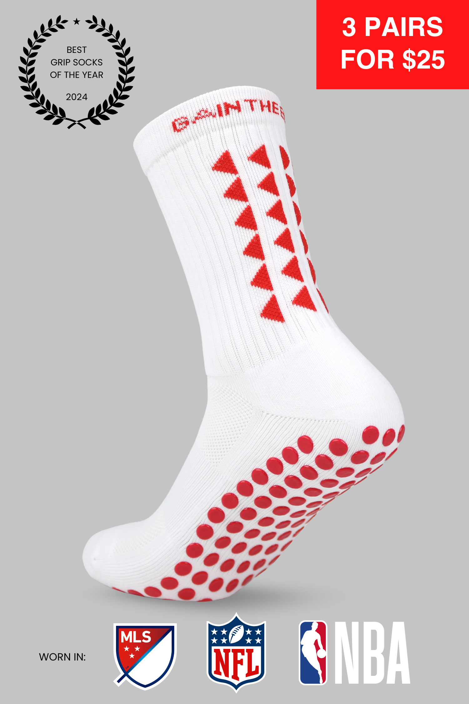 LIMITED EDITION GRIP SOCKS 3.0 - White & Red