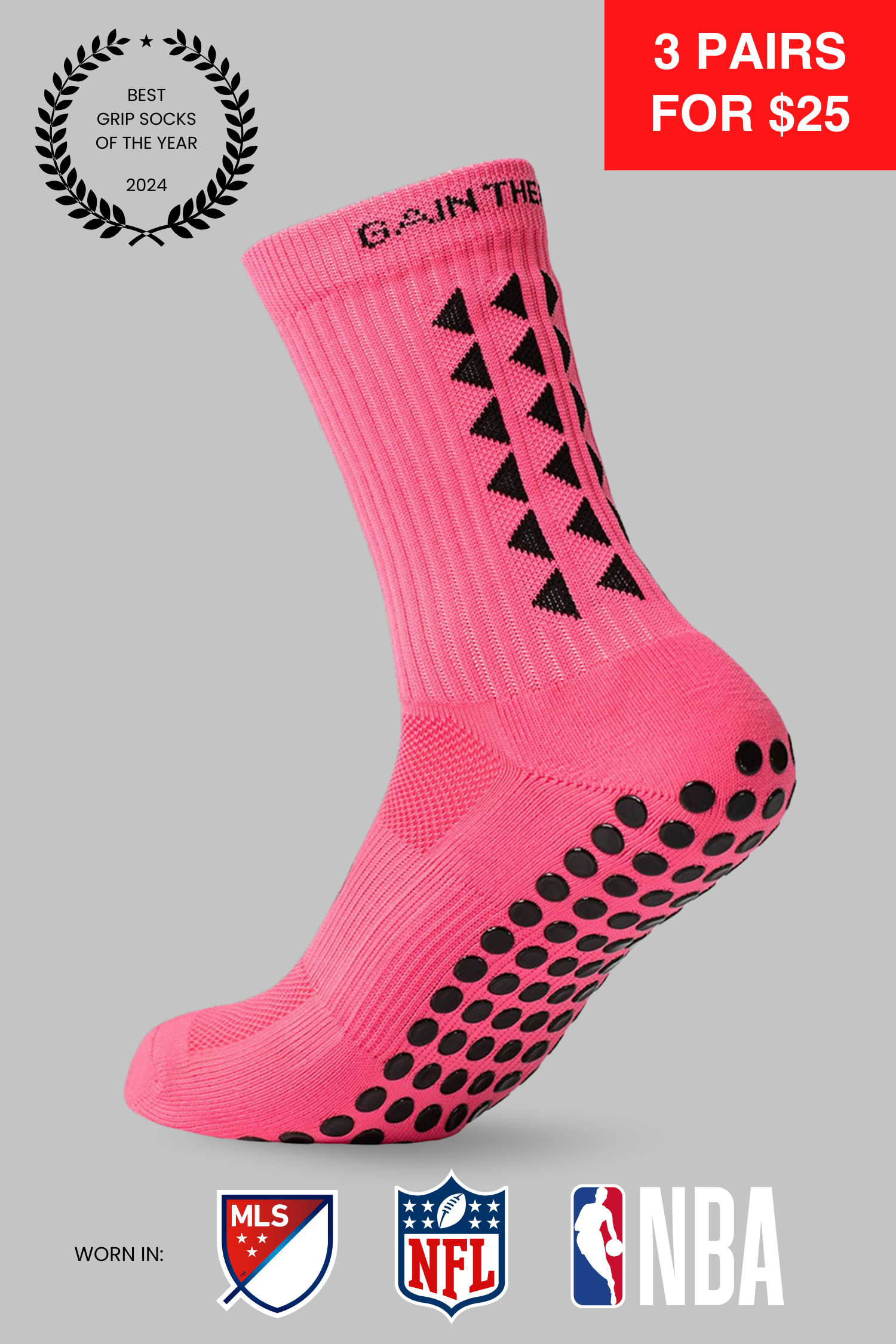 GRIP SOCKS 3.0  MidCalf Length - Pink