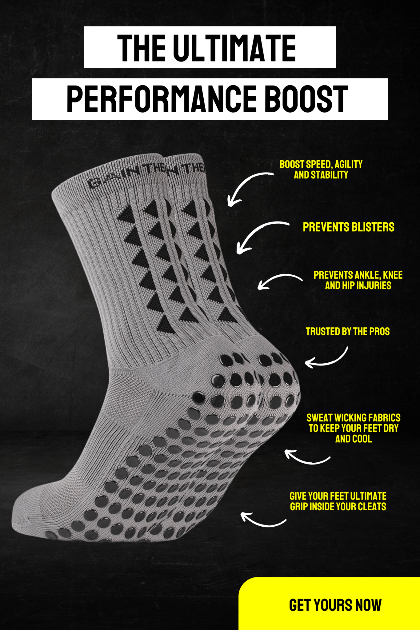 GRIP SOCKS 2.0 MidCalf Length - Grey - Gain The Edge US