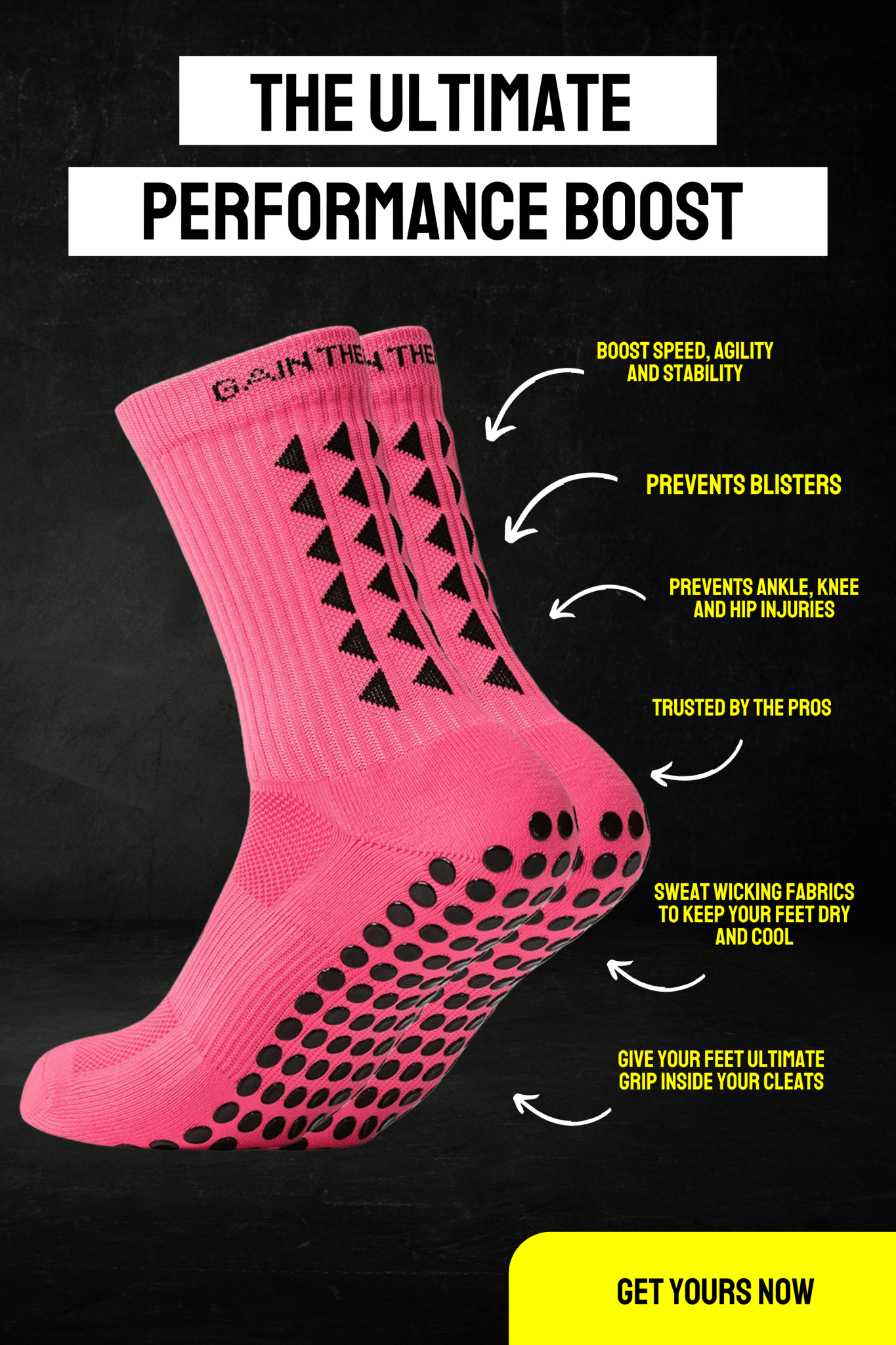 GRIP SOCKS 2.0 MidCalf Length - Pink - Gain The Edge US